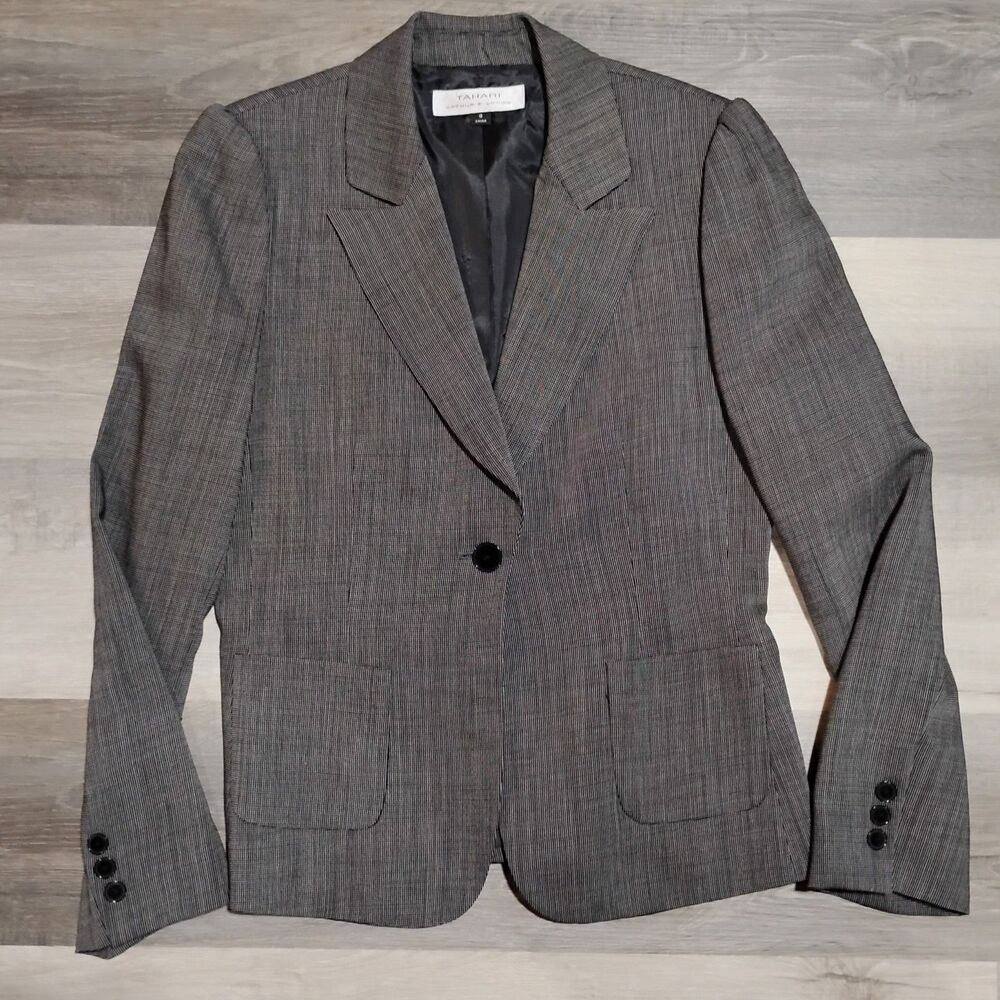 Tahari 100% Wool Gray Blazer Jacket Women's Size 8 Lined Arthur S Levine